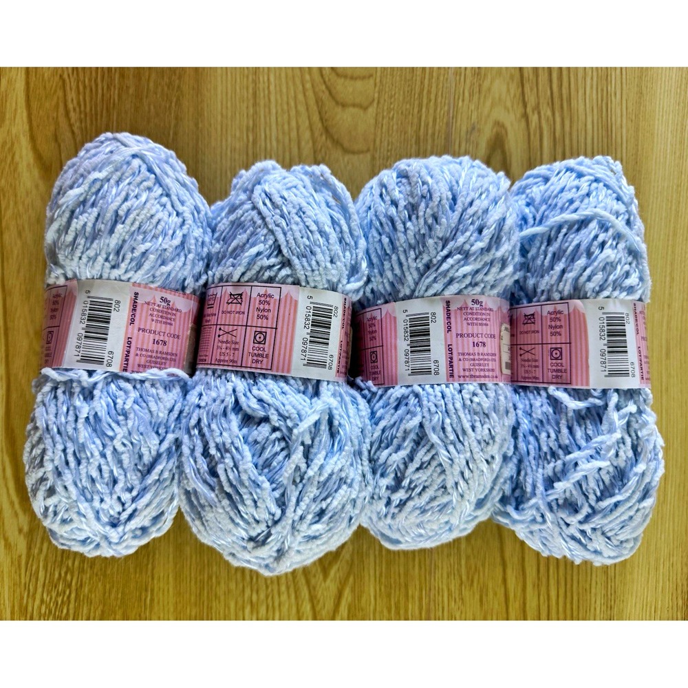 Peter Pan Tinkerbell Yarn Lot 4 Skeins Light Blue 802 DK 50g Discontinued